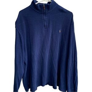 Polo Ralph Lauren Mens 1/4 Zip Estate Rib Pullover Sweater Navy Blue Size XL